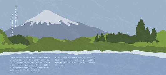 Wall Mural - oriental japanese style abstract pattern background design nature landscape view of fuji mountain an
