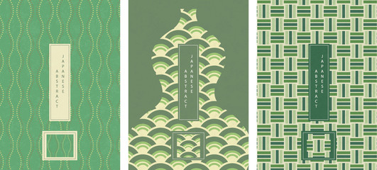 Wall Mural - oriental japanese style abstract green tone seamless pattern background design geometry wave wave sc