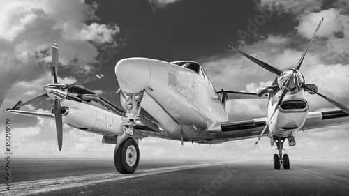 Obraz Dibond airplane on a runway waiting for take off