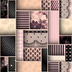 Leinwandbilder - Paper cut shapes design. Seamless vector pattern.