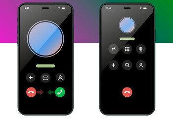 Poster - Phone Call Screen Set. Interface. Accept Button, Decline Button. Incoming Call. Phone Call Screen Template Mockup. Vector illustration.