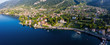 Lake Como, Italy, Town of Tremezzo, Panoramic aerial view