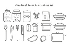 Set Of Vector Outline Icons Of Homemade Sourdough