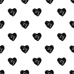 Poster - Heart. Digital drawing. Doodle. Black image isolated on white background. Crayons effect. Seamless reapeated pattern. Digital art. Vector EPS 10. 