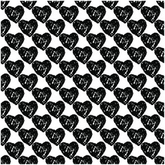 Poster - Heart. Digital drawing. Doodle. Black image isolated on white background. Crayons effect. Seamless reapeated pattern. Digital art. Vector EPS 10. 
