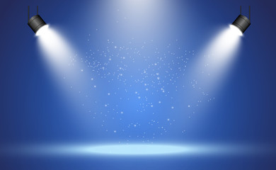 Aufkleber - White stage with spotlights. Vector illustration of a light with sparkles on a transparent background.