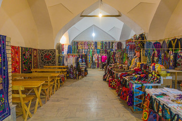 KHIVA, UZBEKISTAN - APRIL 25, 2018: Interior of the Allakuli Khan bazaar in Khiva, Uzbekistan