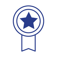 Sticker - medal with ribbon and star line style