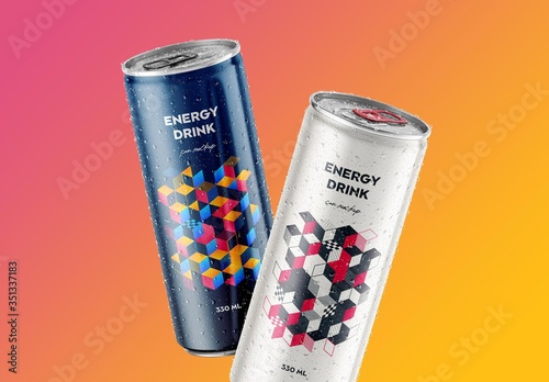 Download Floating Glossy And Matte Soda Aluminum Can Mockups Stock Template Adobe Stock