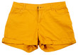 Orange shorts top view in isolation mock up closeup