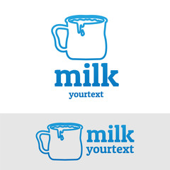 Poster - milk hand drawn logo design. gradient color