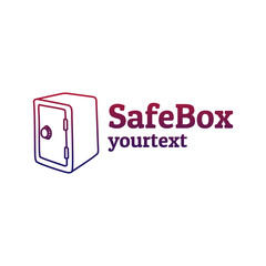 Poster - safe box hand drawn logo design. gradient color