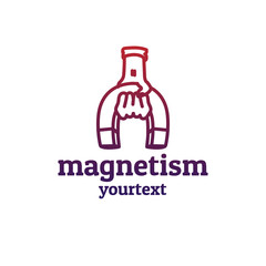 Poster - magnetism hand drawn logo design. gradient color