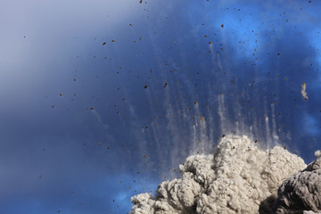 Iceland, View of lava erupting from Eyjafjallajokull