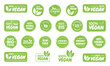 © The_Believer  - Vegan food logo labels and tags. Vegetarian eco, natural product green concept. Vector hand drawn illustration.