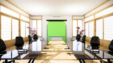 Wall Mural - Office business - beautiful japanroom meeting room and conference table, modern style. 3D rendering