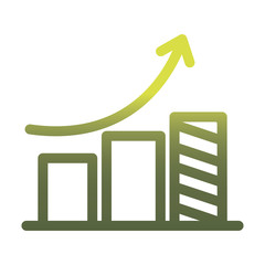 Sticker - Infographic bar chart gradient style icon vector design