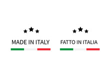 Made In Italy And Fatto In Italia Labels In English And In Italian Languages . Quality Mark Vector Icon. Perfect For Logo Design, Tags, Badges, Stickers, Emblem, Product Packaging, Etc.