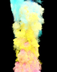 Poster - colorful clouds, smoke effect flowing with turbulences and speed. cloud collision isolated on black 
