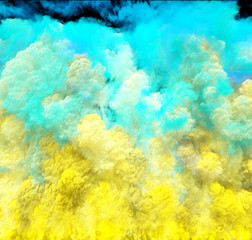 Poster - colorful clouds, smoke effect flowing with turbulences and speed. cloud collision isolated on black 
