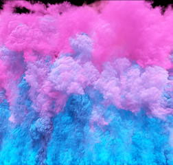 Poster - colorful clouds, smoke effect flowing with turbulences and speed. cloud collision isolated on black 