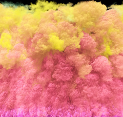 Poster - colorful clouds, smoke effect flowing with turbulences and speed. cloud collision isolated on black 