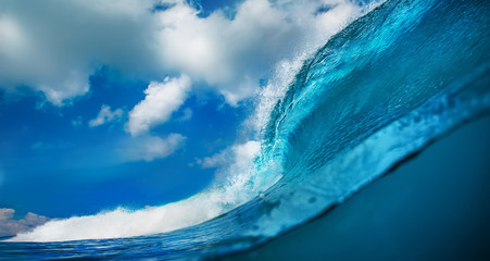 Wall Mural - big blue sea wave tropical ocean background