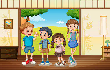 Poster - Group of young kids at home