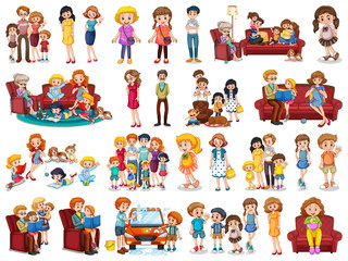 Wall Mural - set of family character