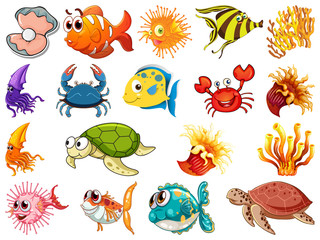 Wall Mural - Set of sea creature