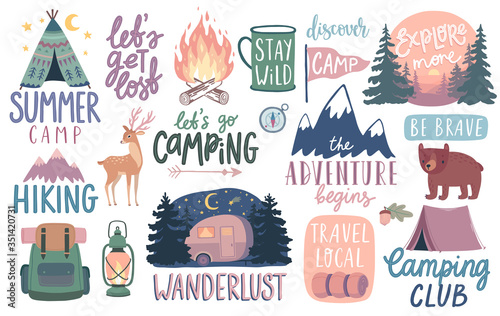 Fotomural Camping, Hiking, Adventure letterings