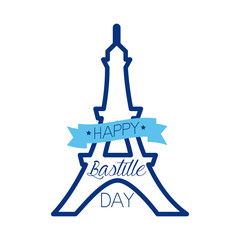 Sticker - eiffel bastille day lettering line style