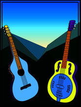 Dobro & Lap Steel Guitar Mountains Poster