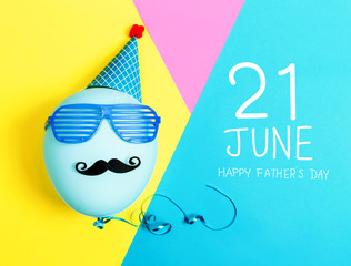Wall Mural - Father's Day message with party balloon with hat and glasses