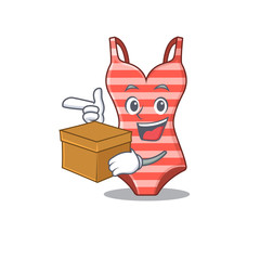 Poster - A cheerful swimsuit cartoon design concept having a box