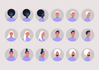 Wall Mural - A set of user avatars, gender balance and ethnical diversity, millennials, character design