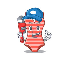 Wall Mural - cartoon character design of swimsuit as a Plumber with tool