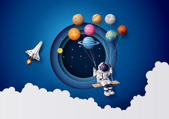 Wall Mural - astronaut floating in the stratosphere .