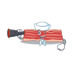 Poster - A cartoon picture of bacon Sailor using binocular