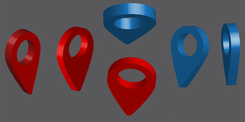 Poster - Pointer pin for map. Vector icon image for indicating the place and destination. Stock template.