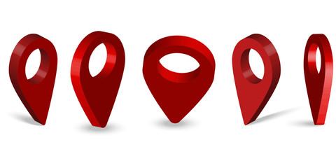 Poster - red location pointer in 3 d format. marker position in travel. vector image. stock photo.