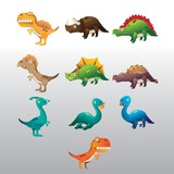 Fototapeta Dinusie - set of dinosaur icons