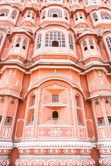 Wall Mural - Hawa Mahal, the Palace of Winds the famous landmark architecture for tourist, Jaipur or pink city, Rajasthan, India