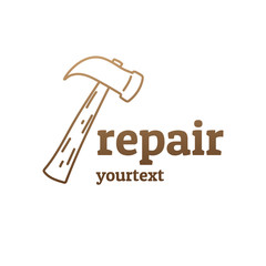 Poster - repair hand drawn logo design. gradient color