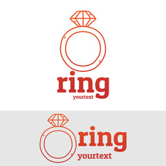 Poster - ring hand drawn logo design. gradient color