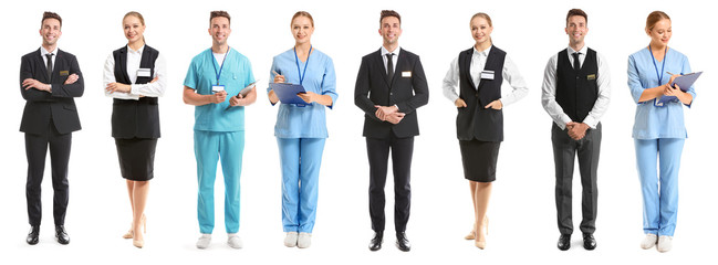 Poster - Different receptionists on white background