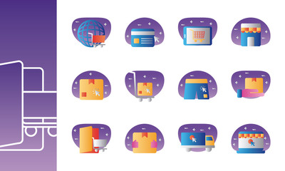 Wall Mural - bundle of commercial set icons