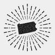 Vintage map of Pennsylvania. Grunge sunburst around the us state. Black Pennsylvania shape with sun rays on white background. Vector illustration.