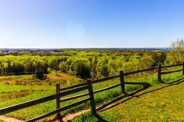 Overlook of a Forest at Potawatomi State Park in Sturgeon Bay, Wisconsin. Beautiful Forest at the shore of Lake Michigan in Mid-May in Door County