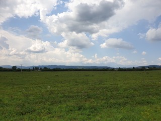 Landscape with blue sky and clouds